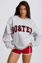Oversized Crew-Neck Sweatshirt in Heather Grey
