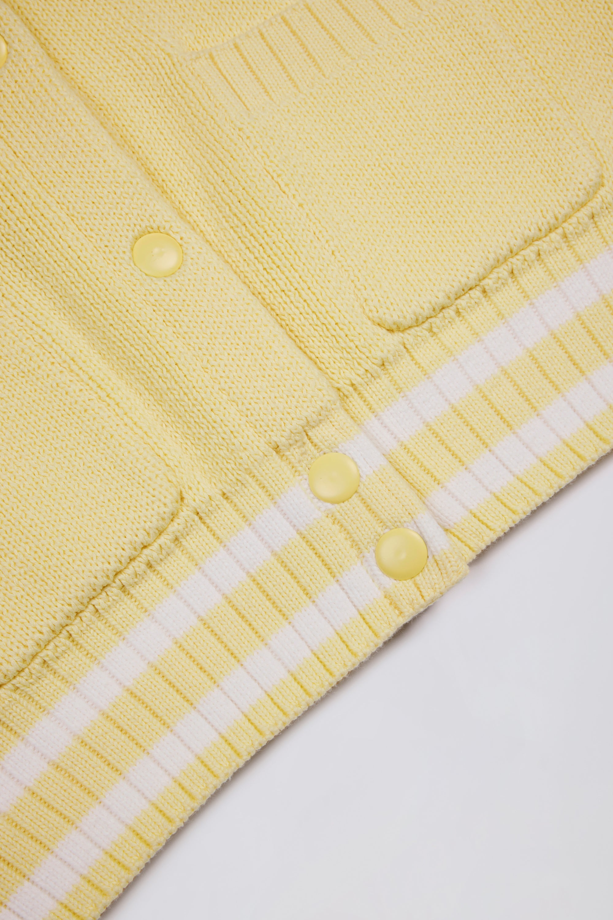 Button-Up Cropped Knit Cardigan in Soft Yellow