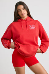 Soft Cotton Jersey Oversized Hoodie in Red