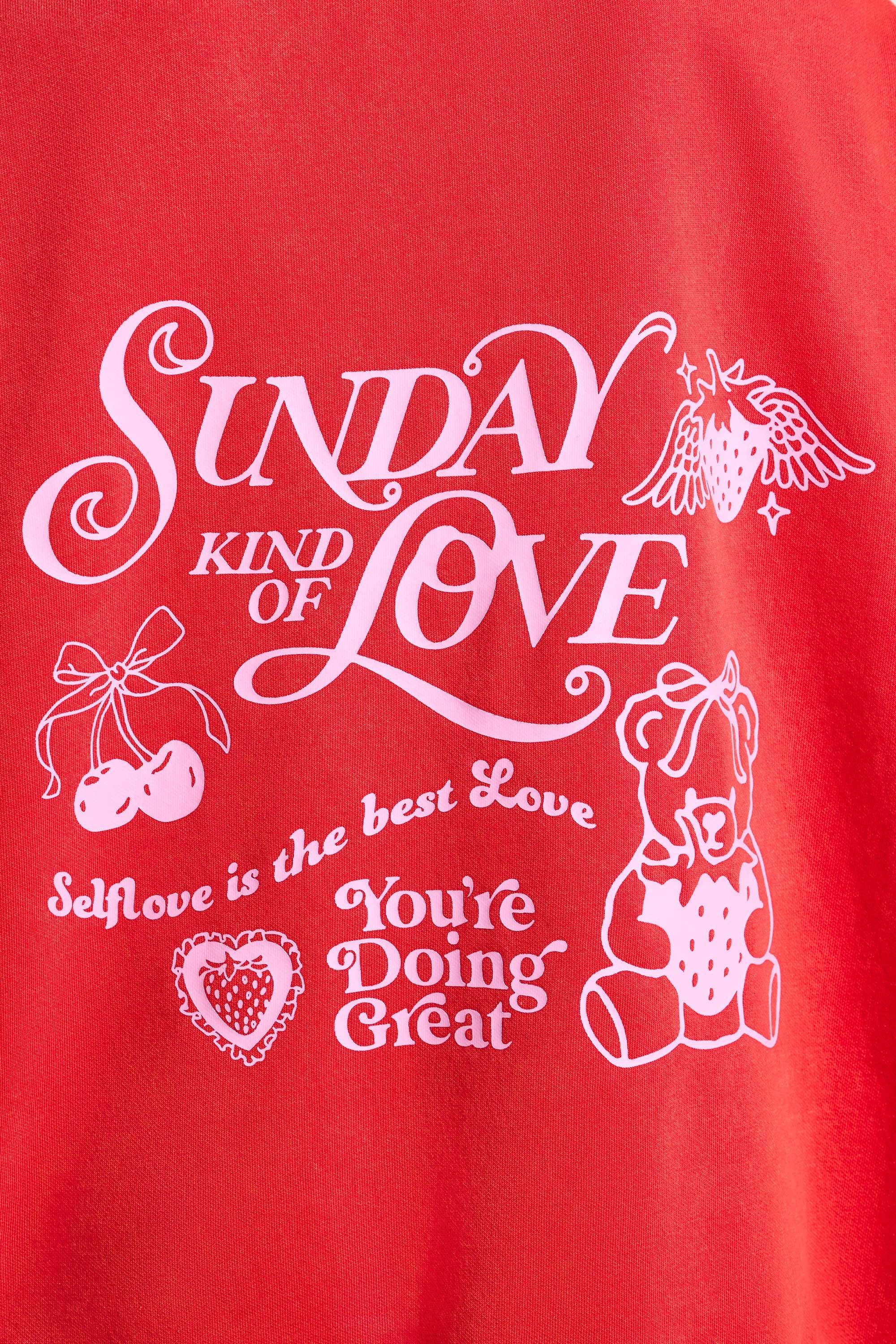 Soft Cotton Jersey Oversized Hoodie in Red