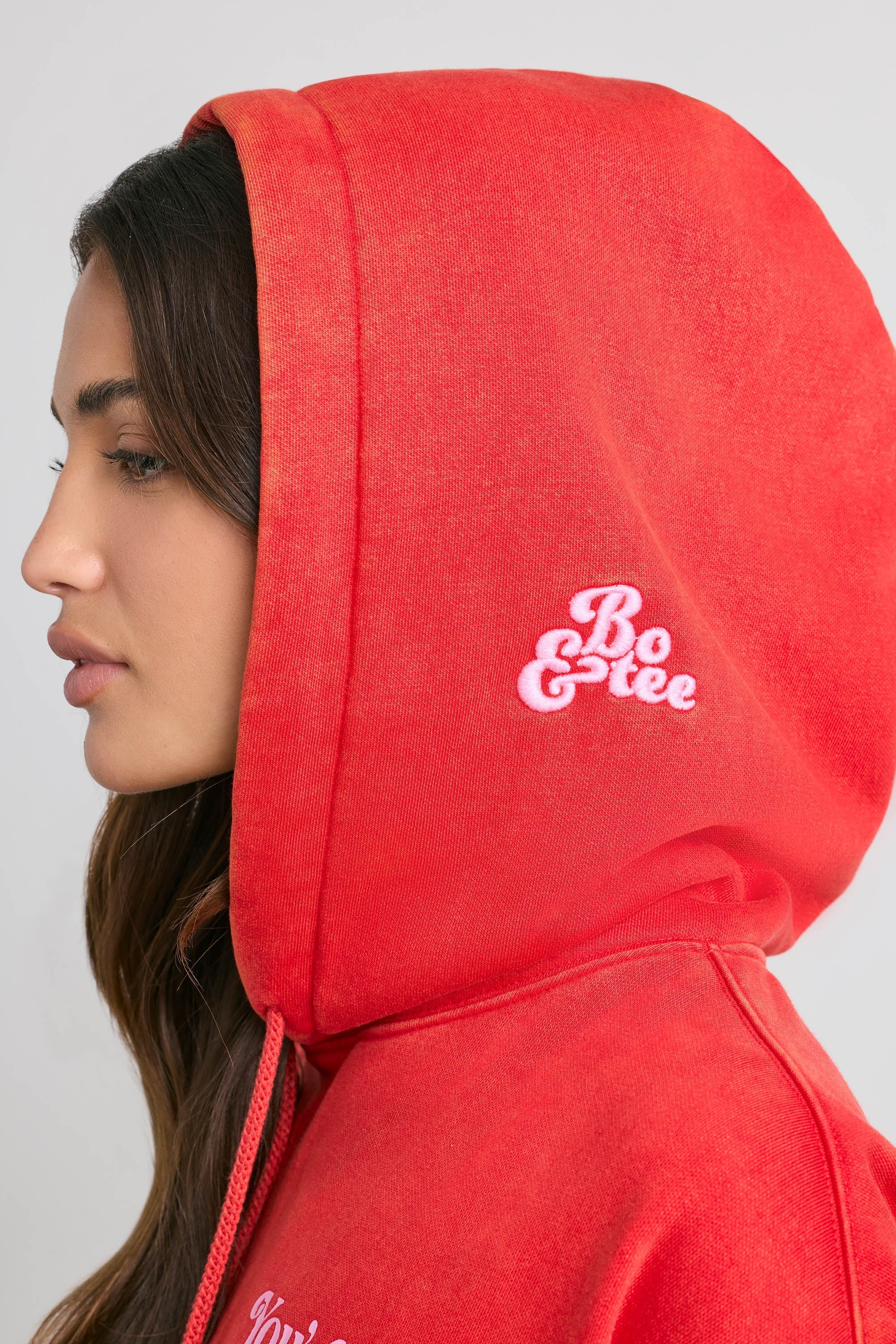 Soft Cotton Jersey Oversized Hoodie in Red