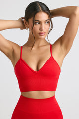 Define Luxe V-Neck Sports Bra in Red