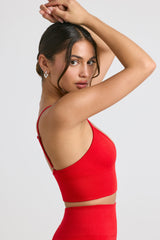 Define Luxe V-Neck Sports Bra in Red