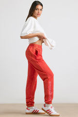 Brushed Jersey Oversized Joggers in Red