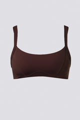 Soft Active Seam-Detail Sports Bra in Espresso