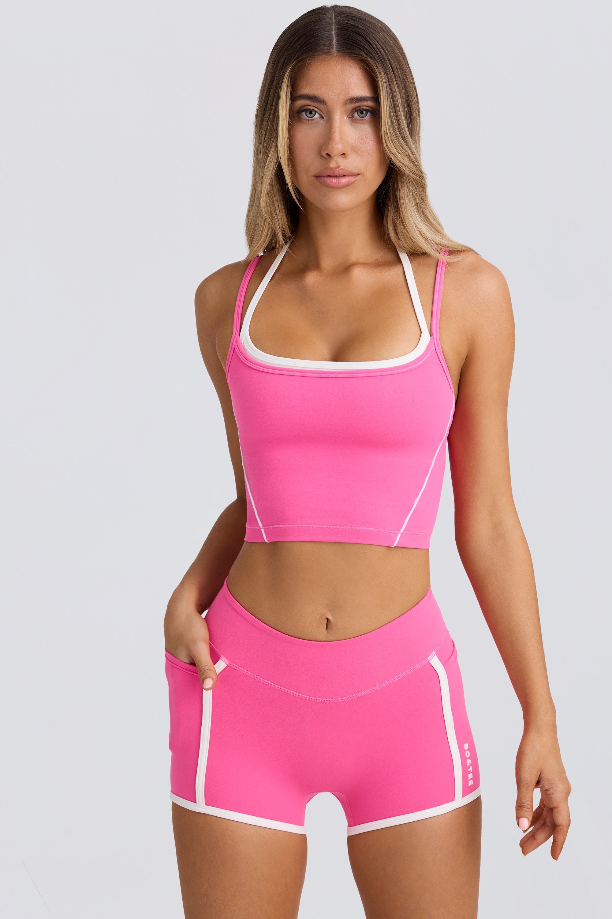 Soft Active Contrast Mini Shorts in Bubblegum Pink