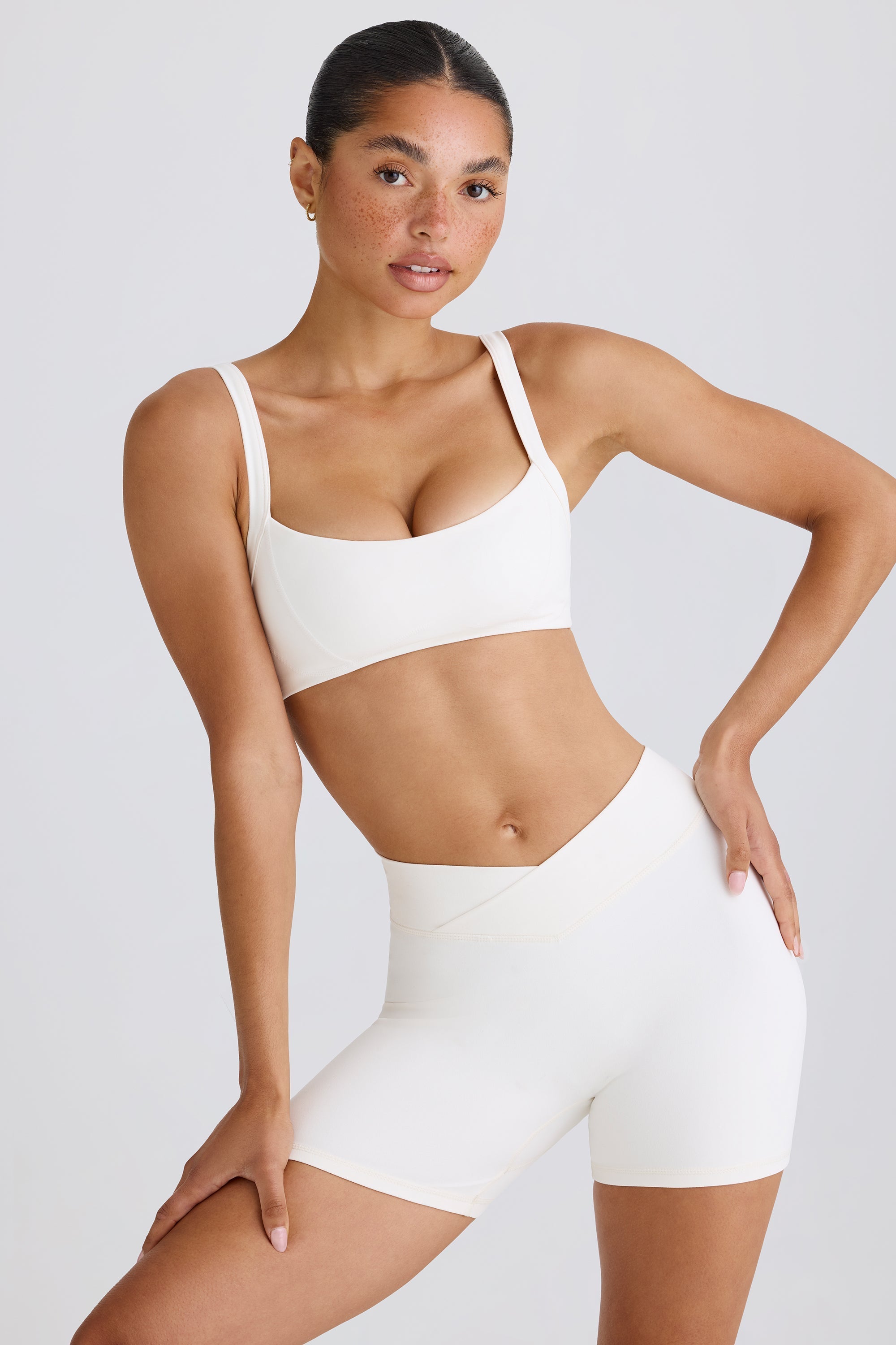 Soft Active Crossover Mini Shorts in White
