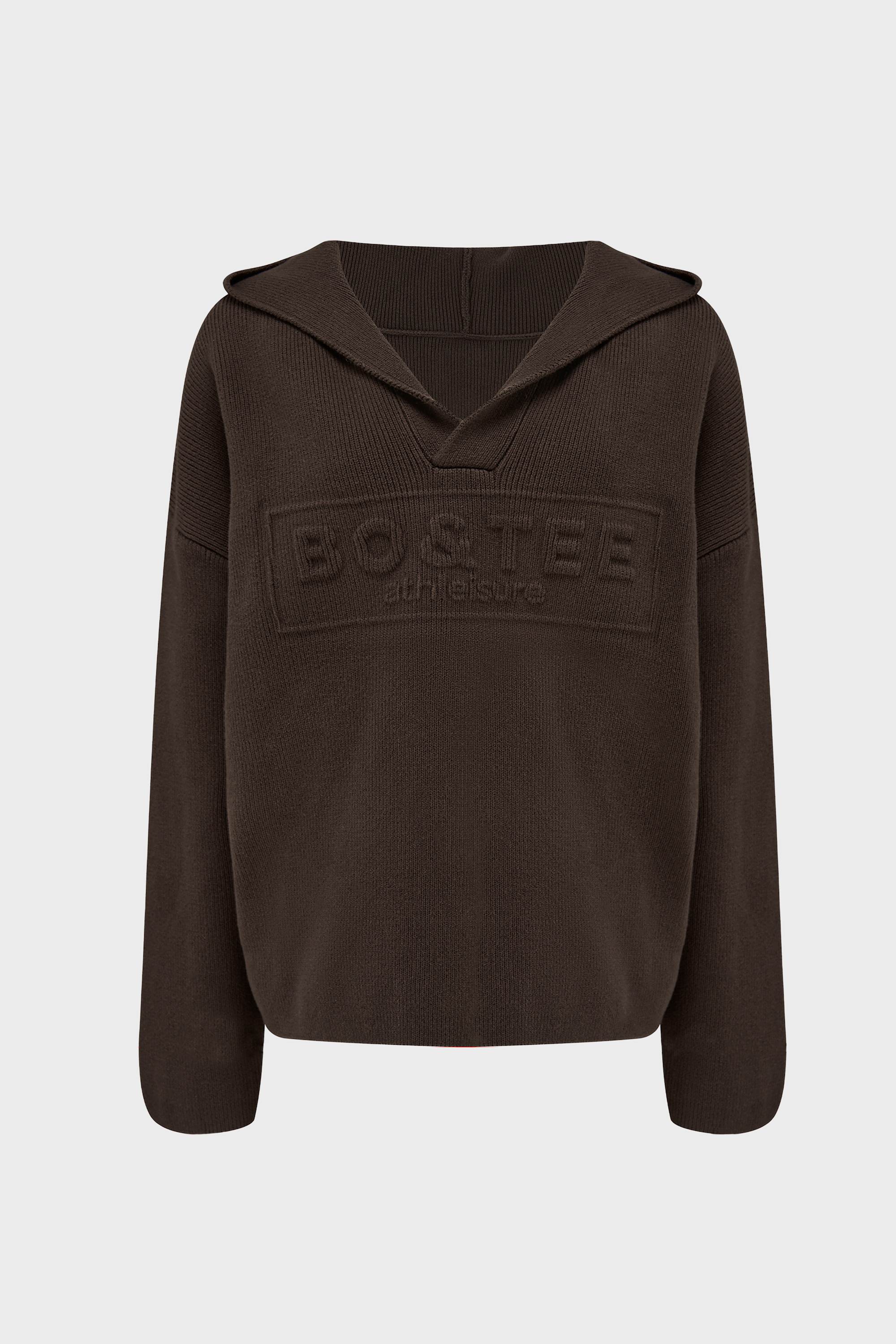Ribbed Knit Oversized Hoodie in Pecan