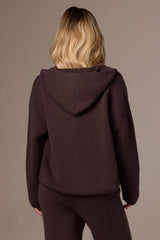 Ribbed Knit Oversized Hoodie in Pecan
