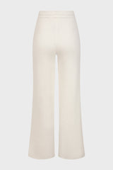 Ribbed Knit Wide-Leg Joggers in Ivory