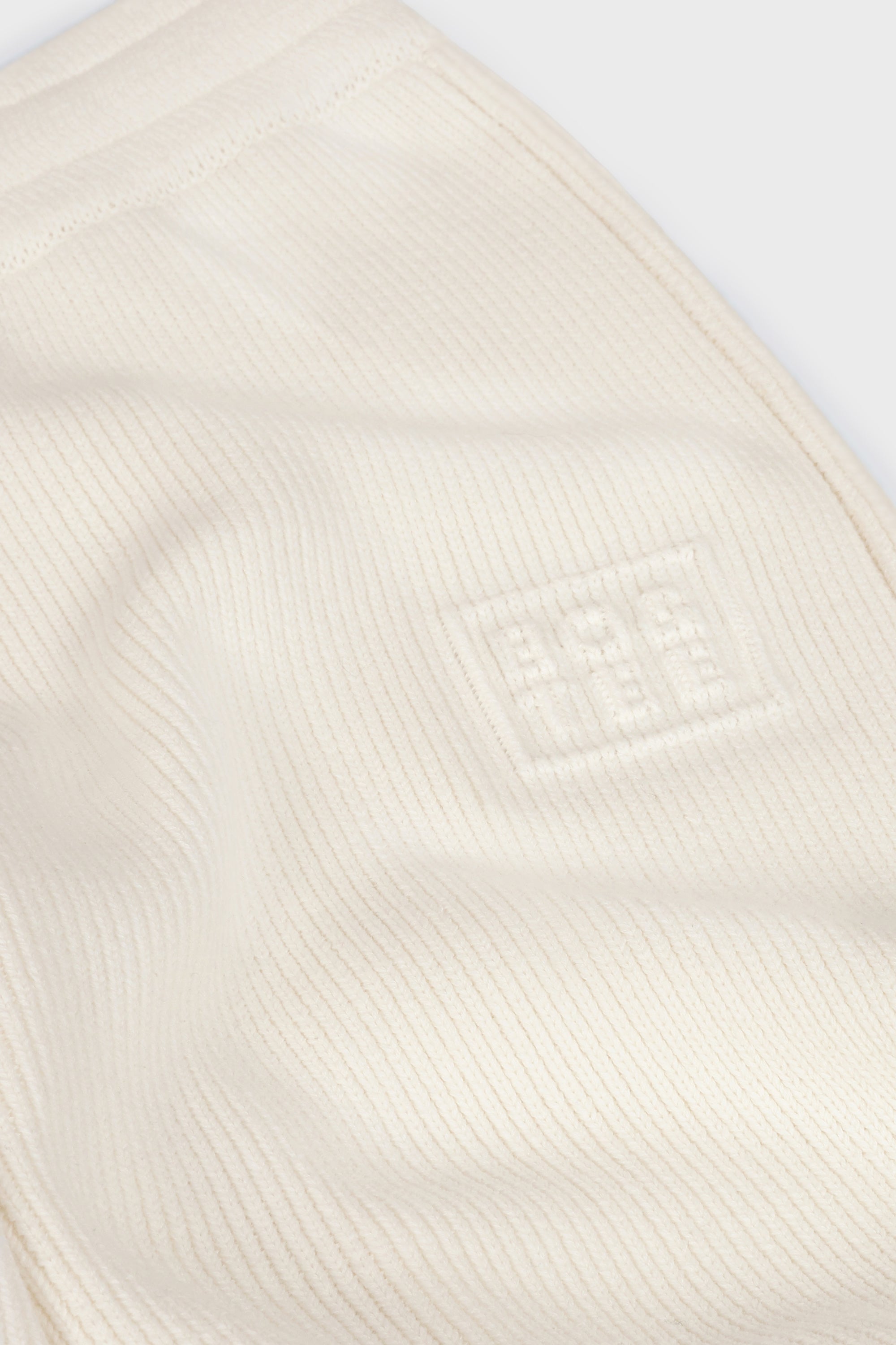 Ribbed Knit Wide-Leg Joggers in Ivory