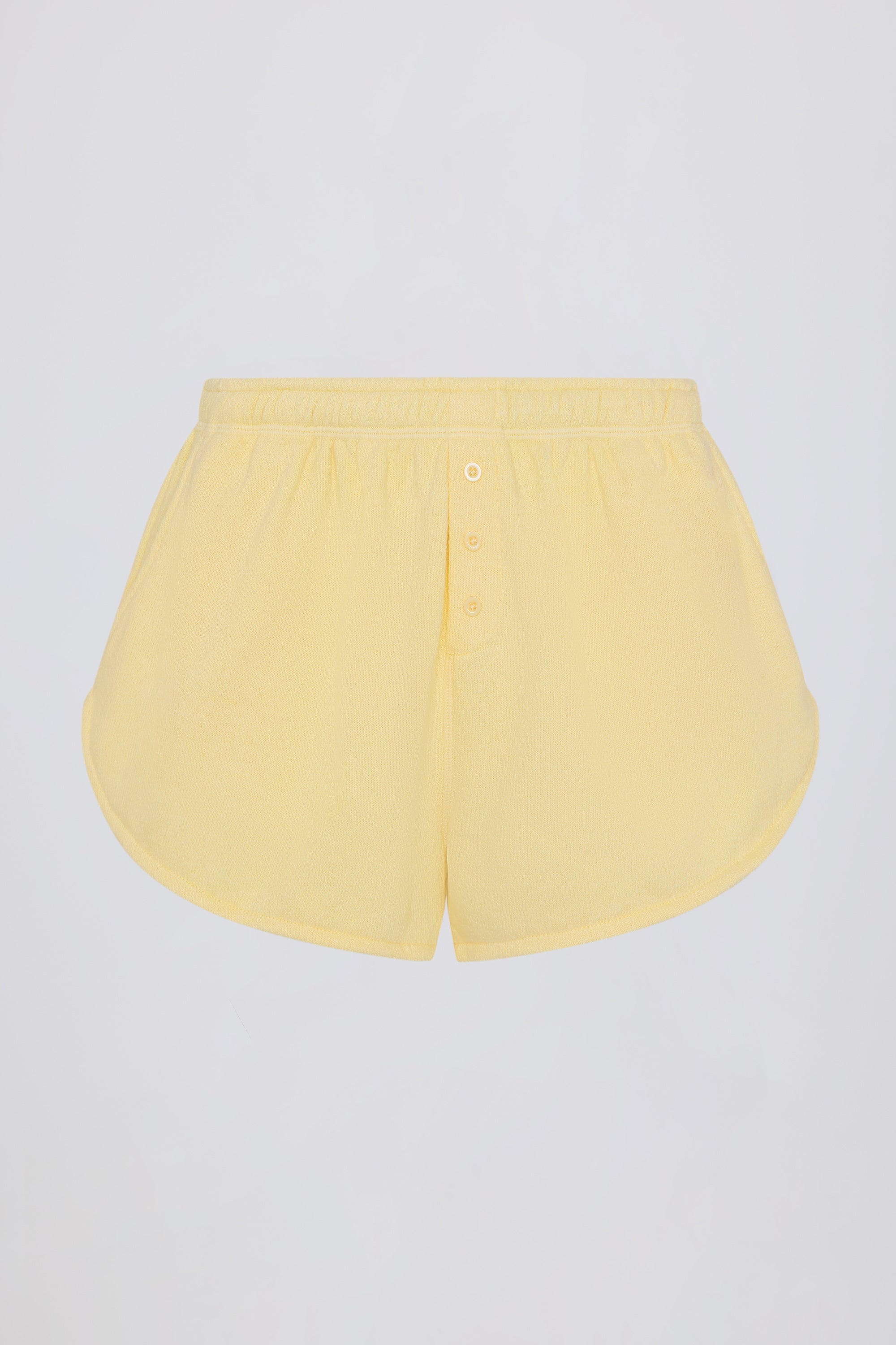 Button-Detail Mid-Rise Shorts in Lemon
