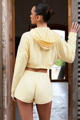 Button-Detail Mid-Rise Shorts in Lemon