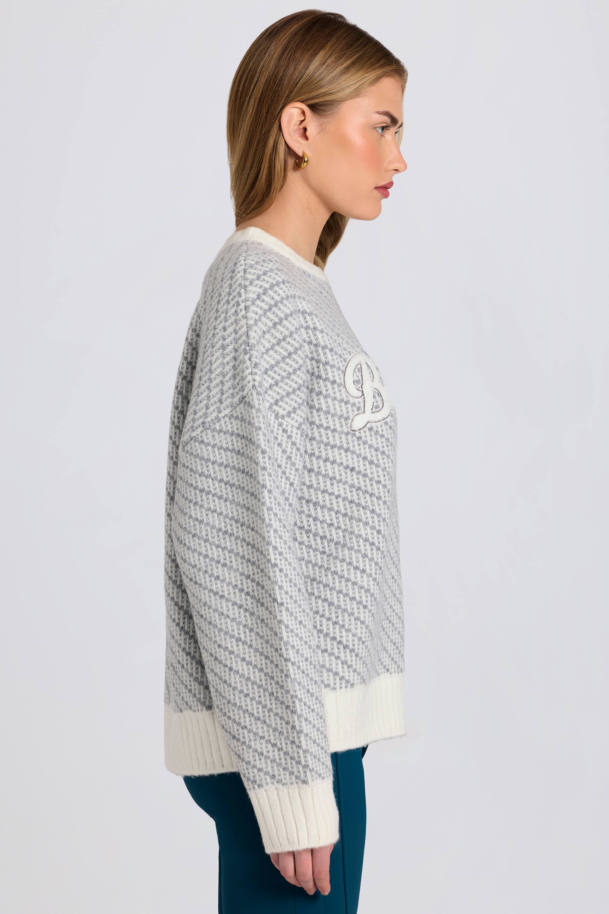 Knit Logo Oversized Jumper in Ice
