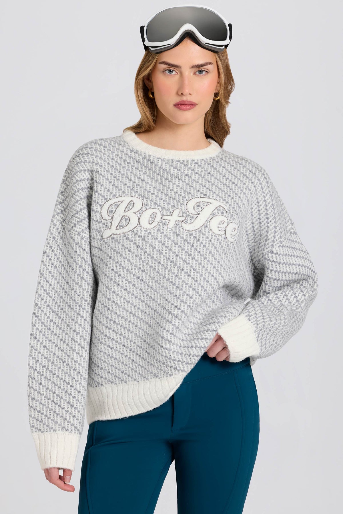 Knit Logo Oversized Jumper in Ice