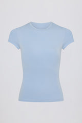 Cut-Out Longline T-Shirt in Sky