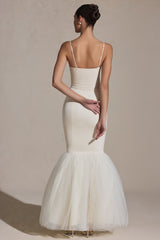 Tulle Hem Fishtail Gown in Ivory