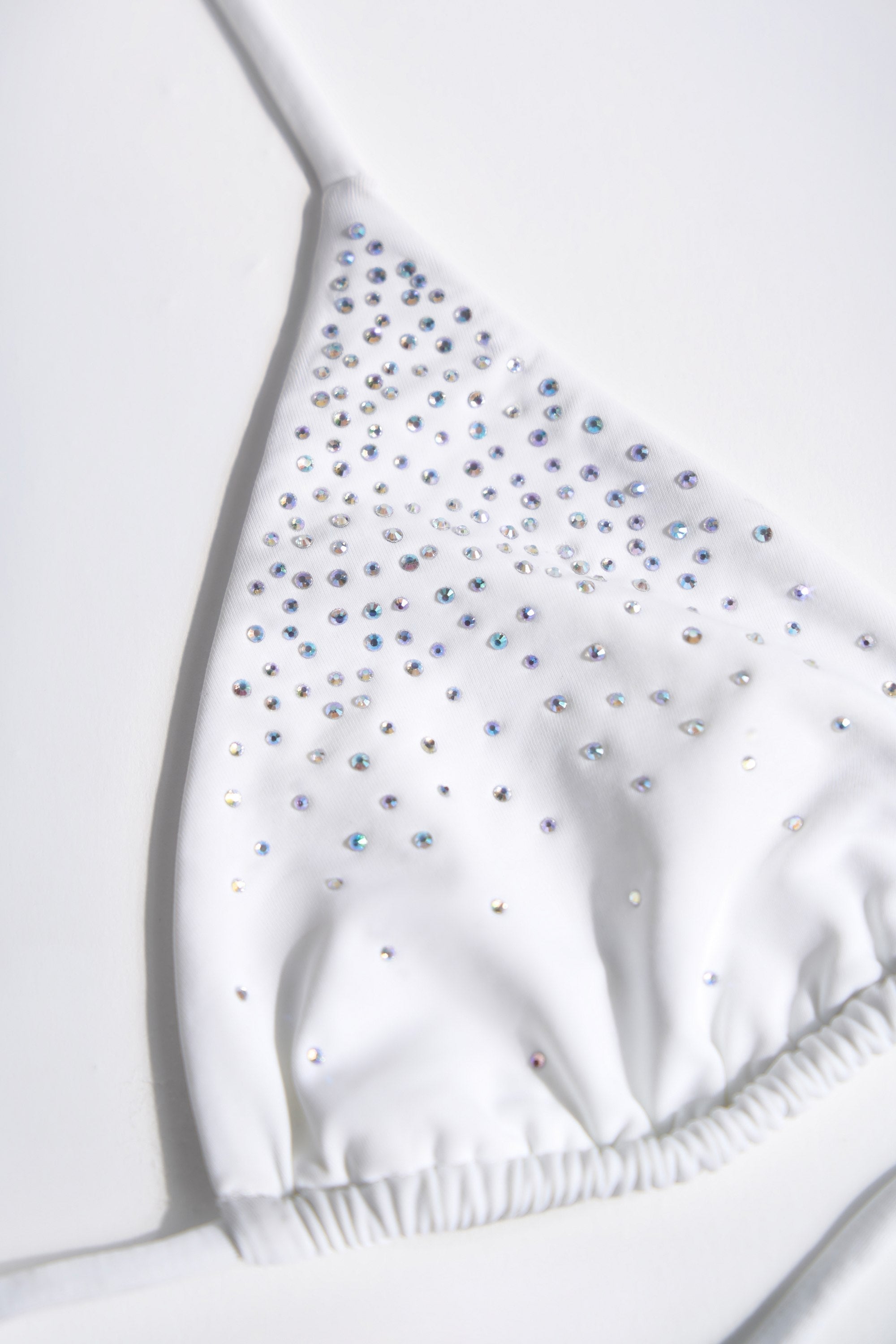 Embellished Triangle Bikini Top in White