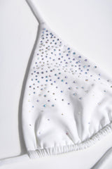 Embellished Triangle Bikini Top in White