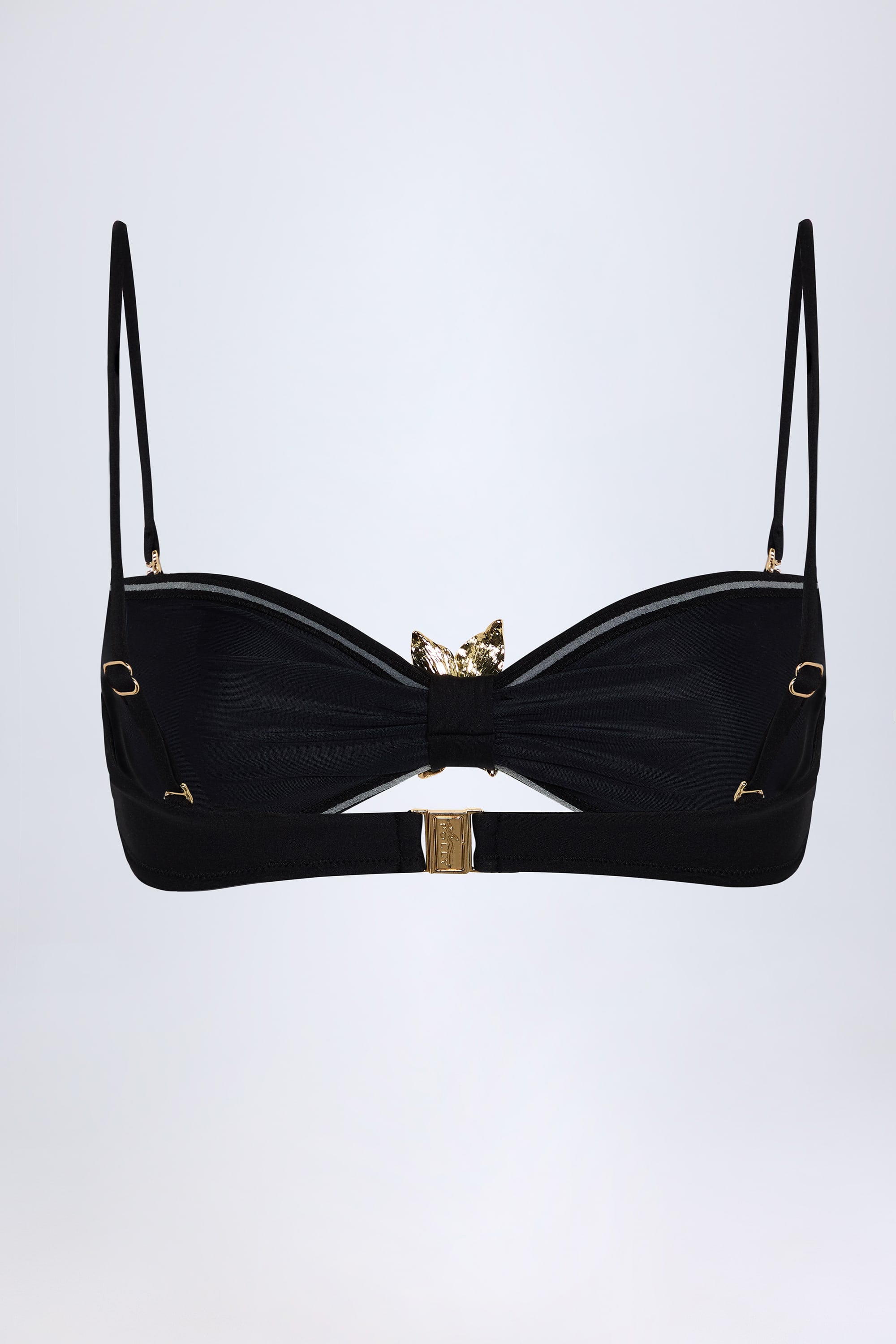 Hardware-Detail Halterneck Bikini Top in Black
