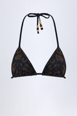 Charm-Detail Triangle Bikini Top in Black