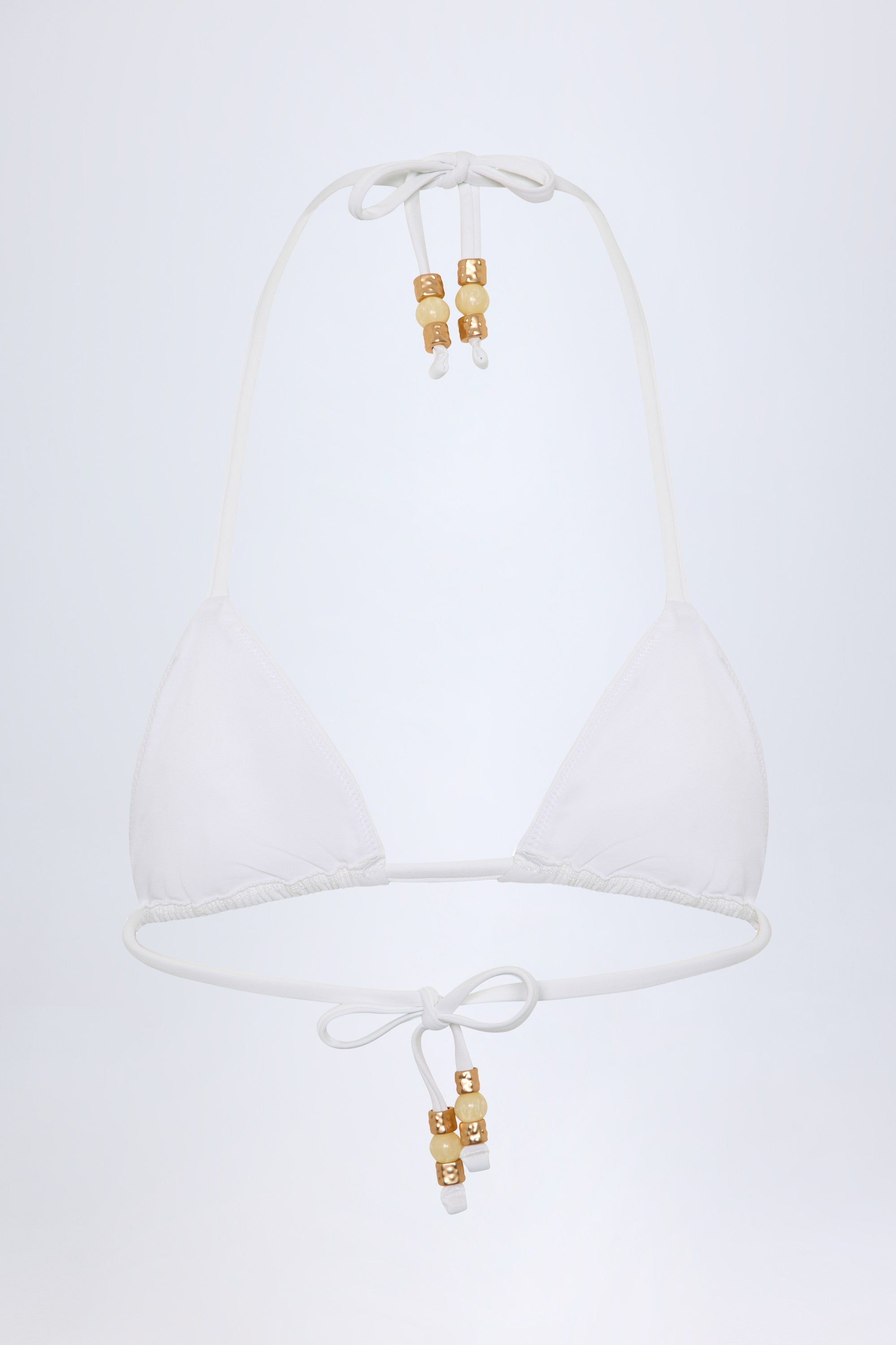 Charm-Detail Triangle Bikini Top in White