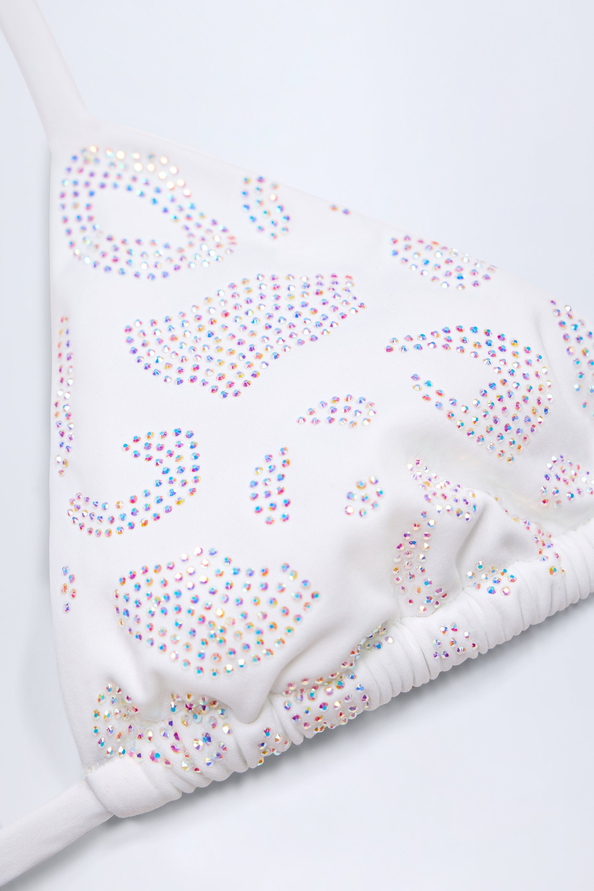 Charm-Detail Triangle Bikini Top in White