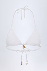 Charm-Detail Triangle Bikini Top in White