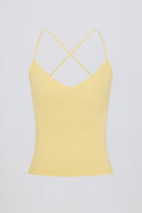 Cross-Back Tank Top in Lemon
