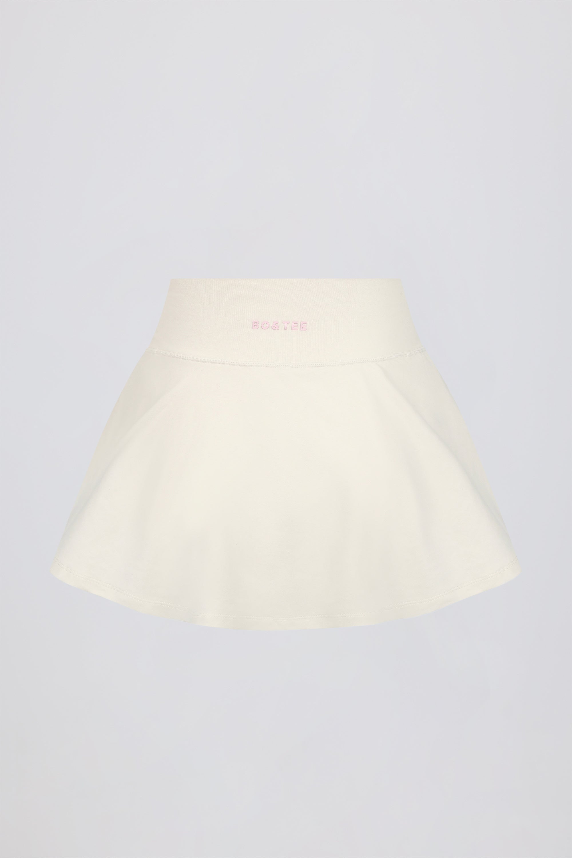 Brushed Jersey Crossover Mini Skort in Ivory Marl