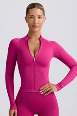 Define Luxe Zip-Up Jacket in Berry