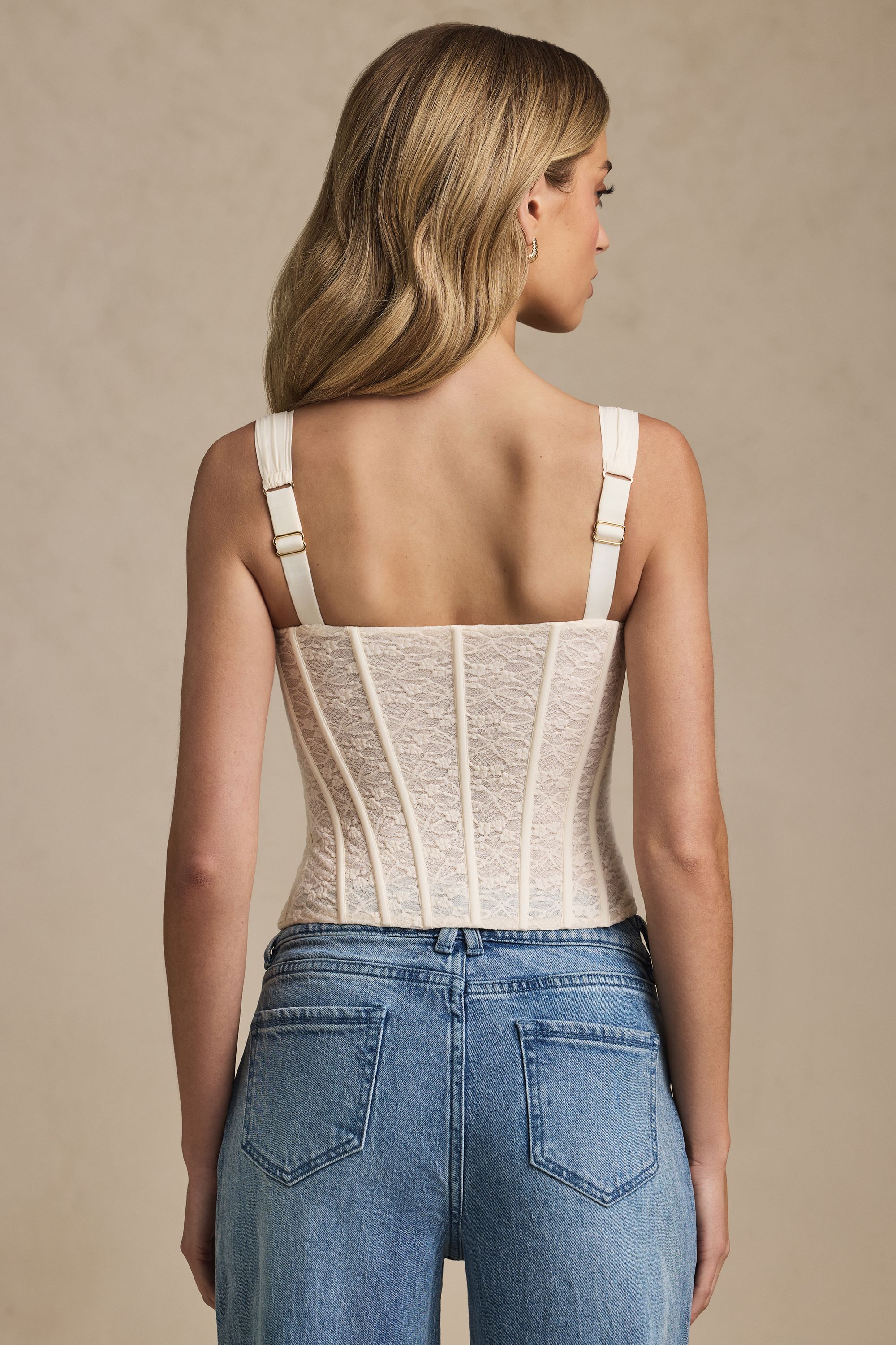 Underwired Lace Corset Top in Ivory