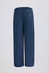 Cotton Jersey Acid Wash Mid-Rise Wide-Leg Joggers in Blue