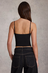 Modal Underwired Camisole Ruched Top in Black