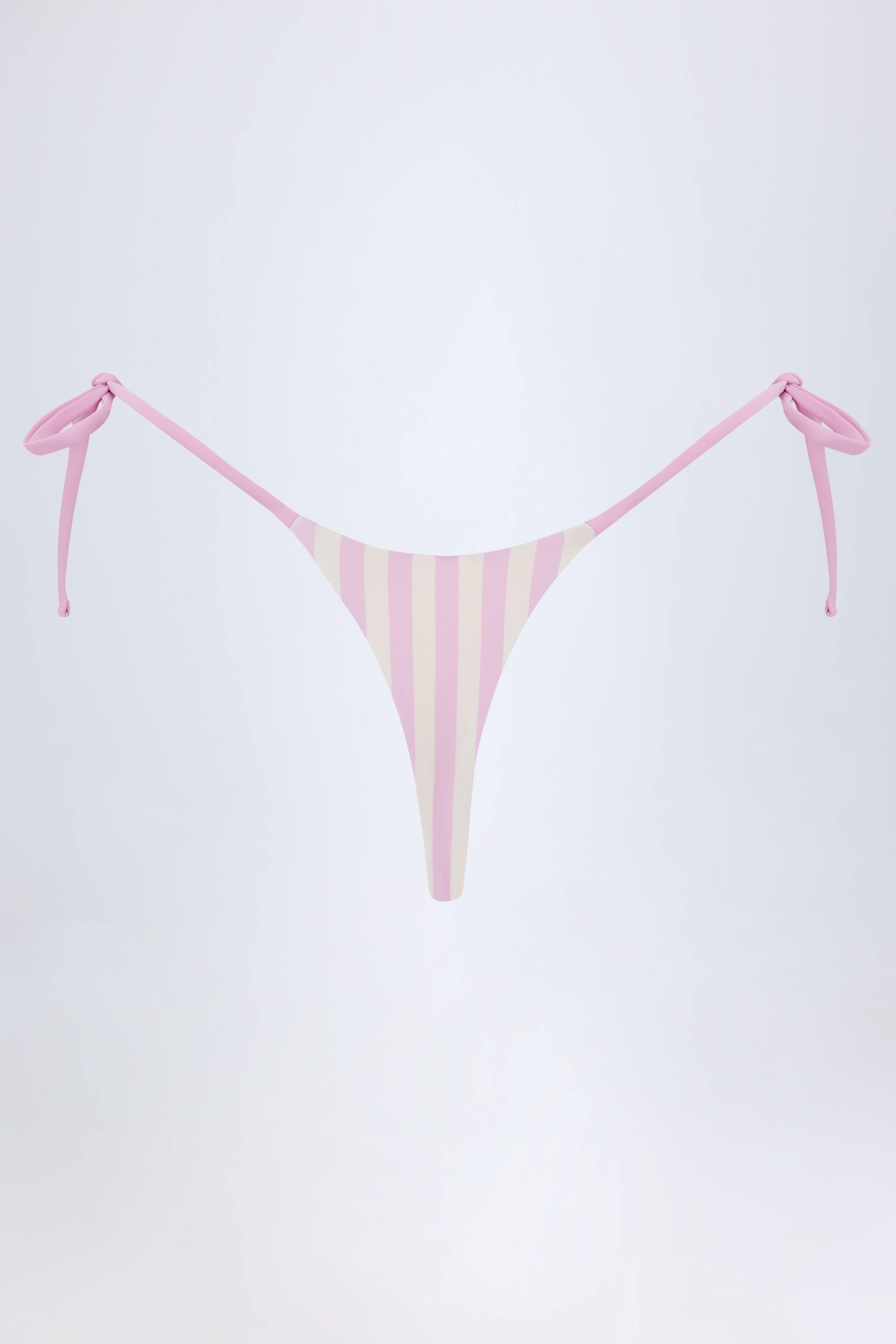 Side-Tie Thong Bikini Bottoms in Mauve Stripe