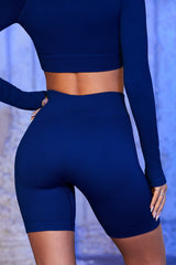 Ribbed Biker Shorts in Navy
