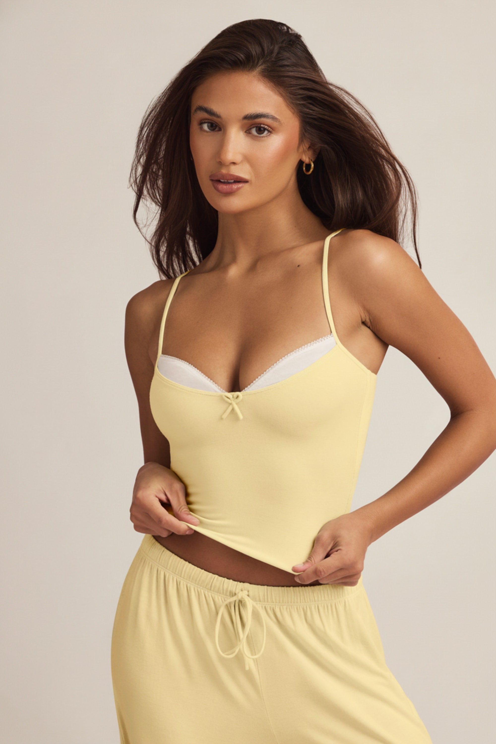 Modal Camisole Pyjama Top in Pastel Yellow