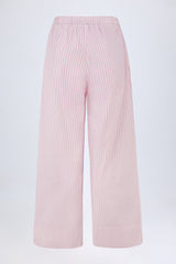 Wide-Leg Cotton-Poplin Trousers in Pink Stripe