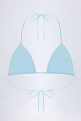 Broderie Anglaise Triangle Bikini Top in Powder Blue