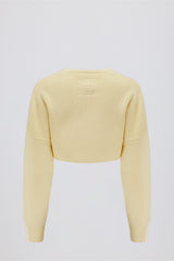 Ribbed-Knit Cropped Shrug in Lemon