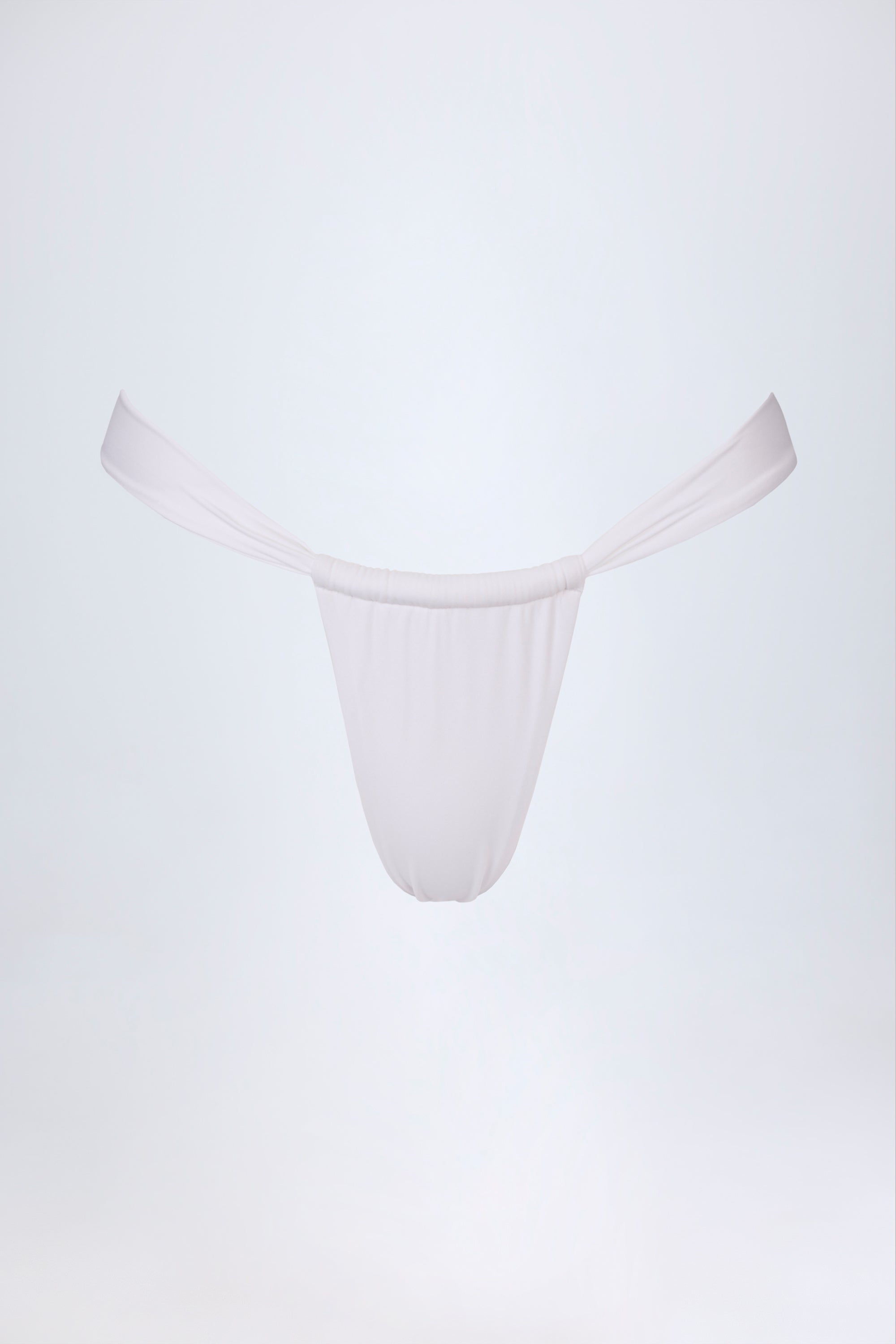 Ruched Thong Bikini Bottoms in White