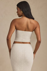 Ruched Strapless Lace Top in Ivory