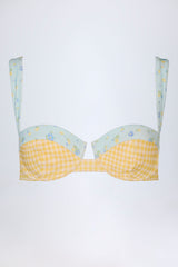 Underwired Balconette Bikini Top in Yellow Gingham