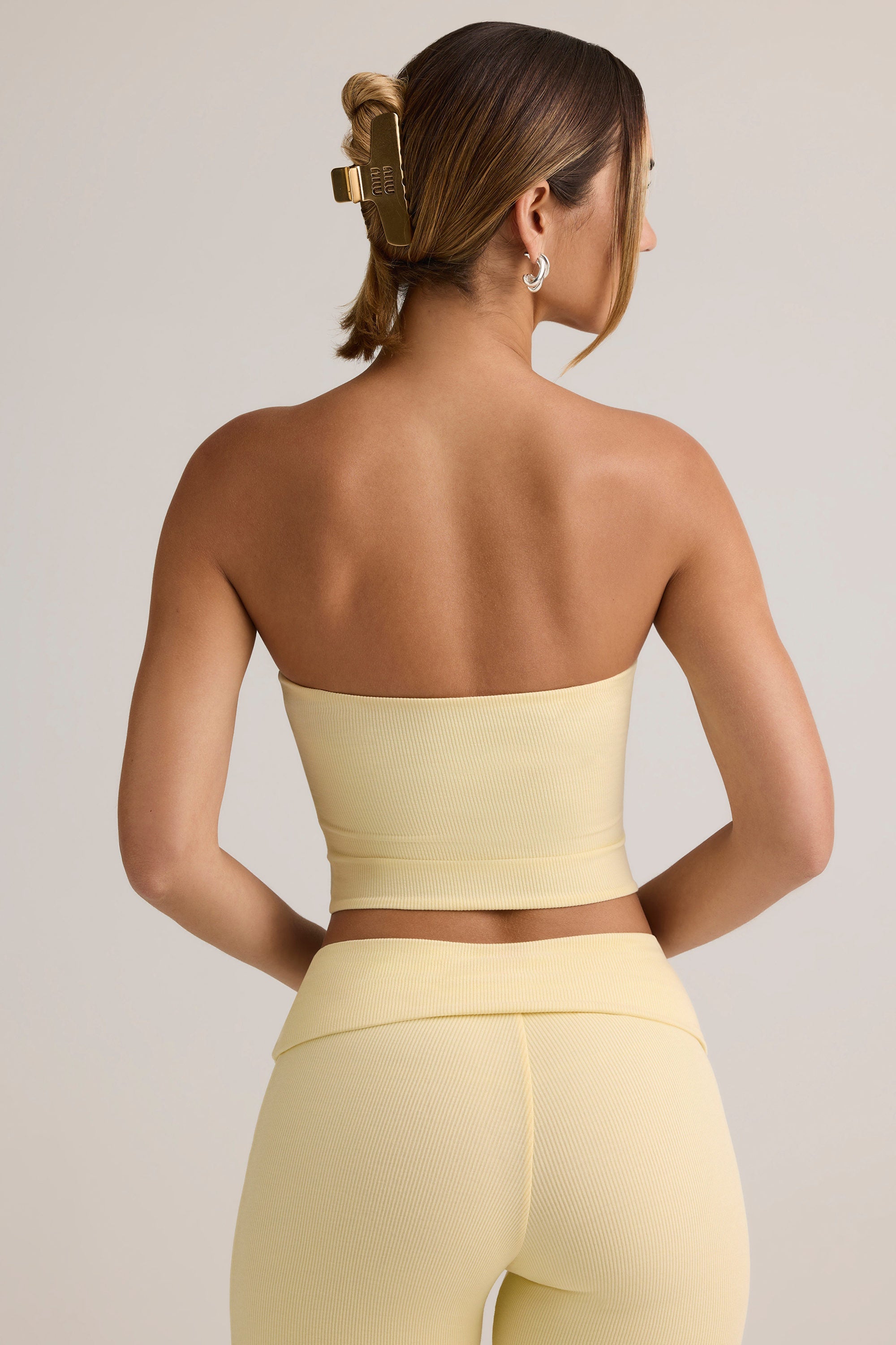 Modal Strapless Crop Top in Buttercream Yellow