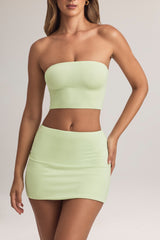 Modal Strapless Crop Top in Sage Green