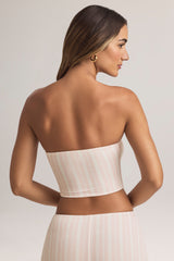 Modal Strapless Crop Top in Stripe Print