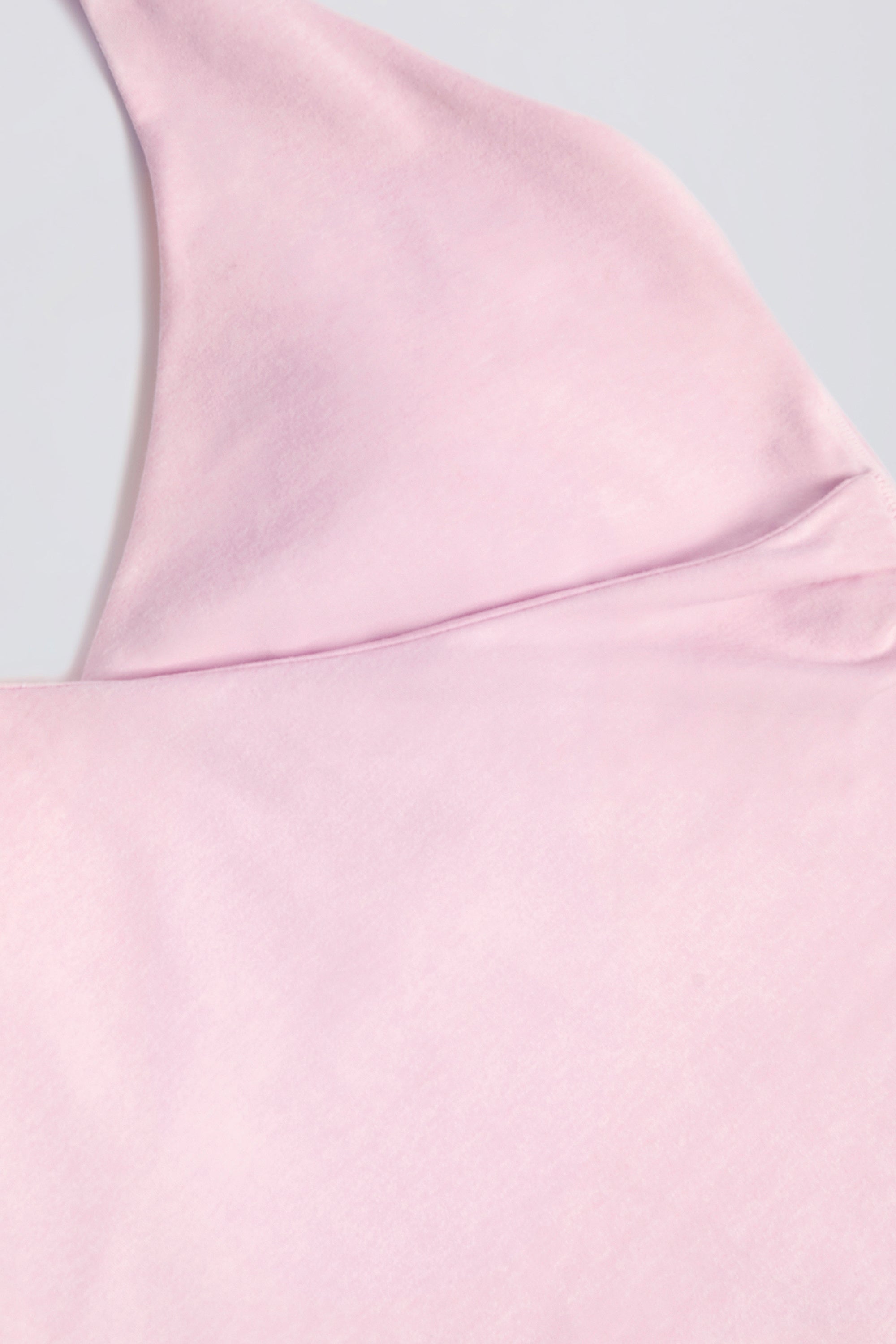 Halterneck Open-Back Tank Top in Pale Pink Marl